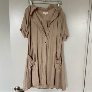 SOLD Lou & Grey Tan linen button down dress